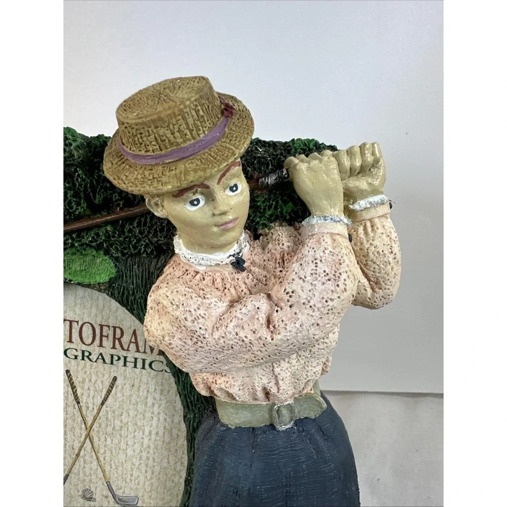 1993 Photo Frame Figi Graphics 3D Woman Golfer Vintage Ceramic 7.5